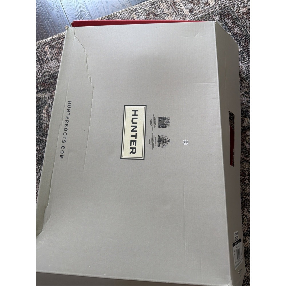 Hunter Original Womens 7 Tall Rain Boots Dark Slate Grey Socks Box Waterproof - Picture 9 of 11